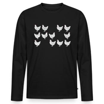 Three rows of pretty chickens to get to know - Men's Premium Organic Long Sleeve Shirt - black - Front - Nico (187cm)