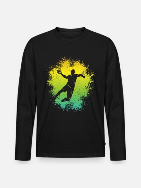 Handballer Handball Kinder Jungen Handballspieler - Männer Premium Bio Langarmshirt - Schwarz