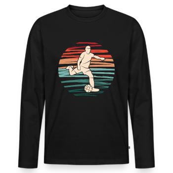 Fußball Spieler Fußballspieler Retro Fußballer - Männer Premium Bio Langarmshirt - Schwarz - Vorne - Nico (187cm)