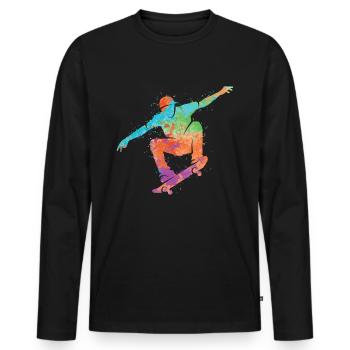 Skateboarder Skater coloré Skater Skateboard - T-shirt manches longues Premium bio Homme - noir - Devant - Nico (187cm)