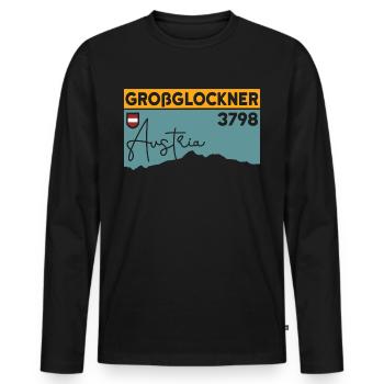 Großglockner Ski Tour Hiking Mountain Running Hohe Tauern - Men's Premium Organic Long Sleeve Shirt - black - Front - Nico (187cm)
