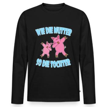 WIE DIE MUTTER SO DIE TOCHTER Mama mammy Mutti neu - Männer Premium Bio Langarmshirt - Schwarz - Vorne - Nico (187cm)