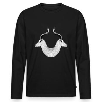 Impala Doppelkopf Liebhaber Afrika Wandern - Männer Premium Bio Langarmshirt - Schwarz - Vorne - Nico (187cm)