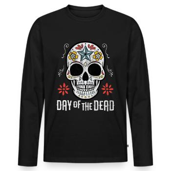 Sugar Skull Day of the dead - Men's Premium Organic Long Sleeve Shirt - black - Front - Nico (187cm)