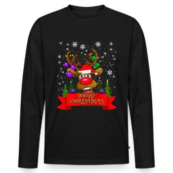 Christmas gift idea reindeer! Merry Christmas - Men's Premium Organic Long Sleeve Shirt - black - Front - Nico (187cm)