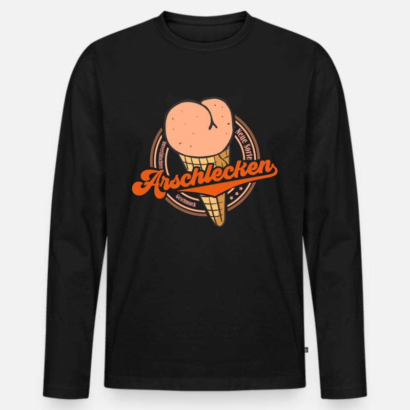 Arschlecken (Neue-Eis-Sorte-Edition) - Männer Premium Bio Langarmshirt - Schwarz