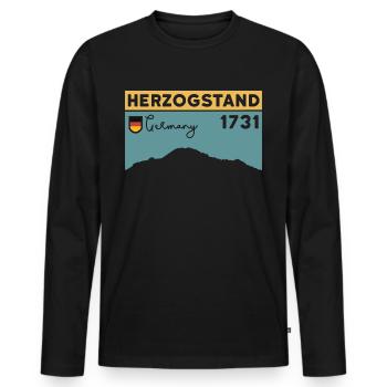 Herzogstand, Mountain, Hiking, Hike, Ridge Walk - Men's Premium Organic Long Sleeve Shirt - black - Front - Nico (187cm)