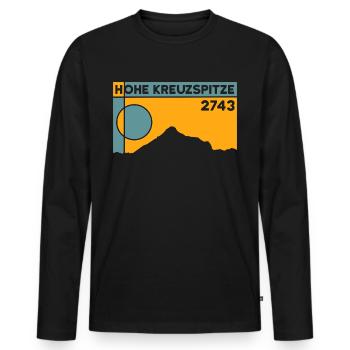 Hohe Kreuzspitze Skitour Jaufenpass Berg Wanderung - Männer Premium Bio Langarmshirt - Schwarz - Vorne - Nico (187cm)