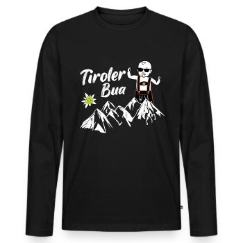 Tirol Tirolkarte Tirolerhut Tyrolean leather pants idea - Men's Premium Organic Long Sleeve Shirt - black - Front - Nico (187cm)