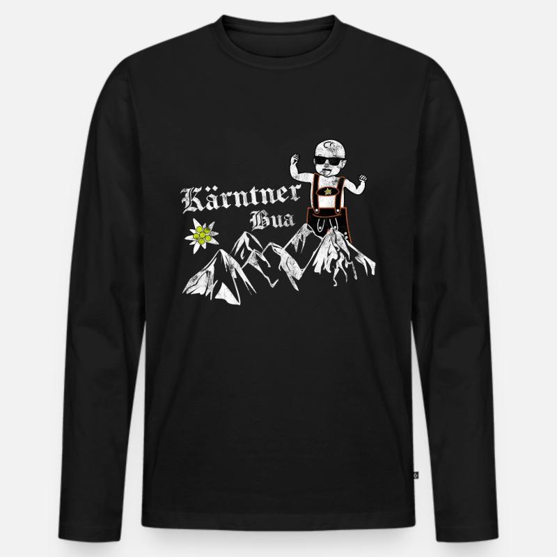Kärnten Seen Kärntner Nudel Bua Lausbua Geschenk - Männer Premium Bio Langarmshirt - Schwarz