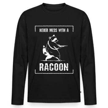raton laveur animal drôle raton laveur ne gâche jamais - T-shirt manches longues Premium bio Homme - noir - Devant - Nico (187cm)
