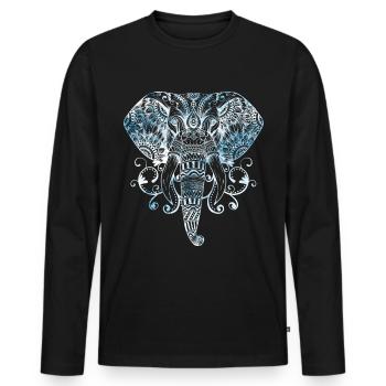 ELEPHANT MANDALA SPIRITUALITÉ BOUDDHISME GANESHA - T-shirt manches longues Premium bio Homme - noir - Devant - Nico (187cm)