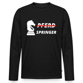 Schach Schachmatt Schachbrett Schachspiel Springer - Männer Premium Bio Langarmshirt - Schwarz - Vorne - Nico (187cm)