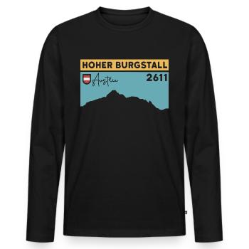 Hoher Burgstall mountain tour via ferrata Stubaital - Men's Premium Organic Long Sleeve Shirt - black - Front - Nico (187cm)