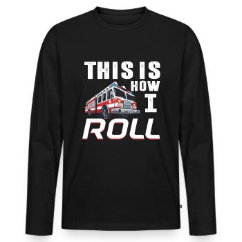 Voici comment je roule un camion de pompiers - T-shirt manches longues Premium bio Homme - noir - Devant - Nico (187cm)