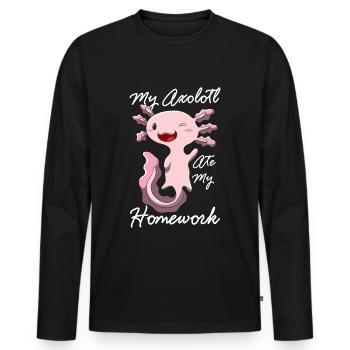 Mon Axolotl a mangé mes devoirs cadeau drôle cadeau - T-shirt manches longues Premium bio Homme - noir - Devant - Nico (187cm)