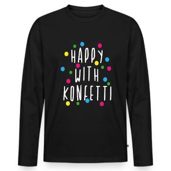 Carnaval, Alaaf, confettis, anniversaire, fête - T-shirt manches longues Premium bio Homme - noir - Devant - Nico (187cm)