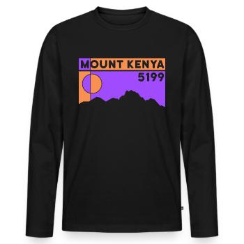 Mount Kenya Hike Trekking Climbing Gift - Men's Premium Organic Long Sleeve Shirt - black - Front - Nico (187cm)