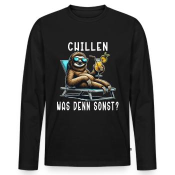 Chill mal dein Leben chillen Faultier Sloth Spruch - Männer Premium Bio Langarmshirt - Schwarz - Vorne - Nico (187cm)