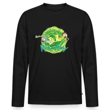 Rick And Morty Multidimensional Travel - Men's Premium Organic Long Sleeve Shirt - black - Front - Nico (187cm)