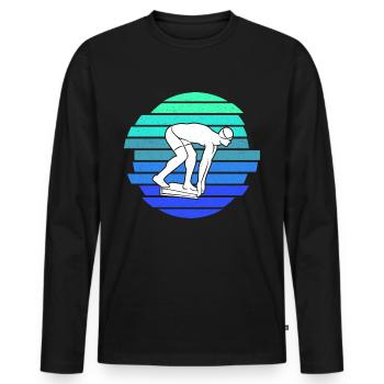 Schwimmen Schwimmer Herren Jungen Kinder Schwimm - Männer Premium Bio Langarmshirt - Schwarz - Vorne - Nico (187cm)