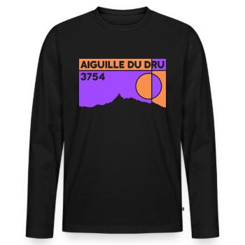 Aiguille Du Dru West Face Ascent Mountain Normal Route - Men's Premium Organic Long Sleeve Shirt - black - Front - Nico (187cm)
