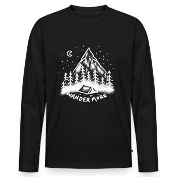 +++Limited Edition+++ Wander more - Männer Premium Bio Langarmshirt - Schwarz - Vorne - Nico (187cm)