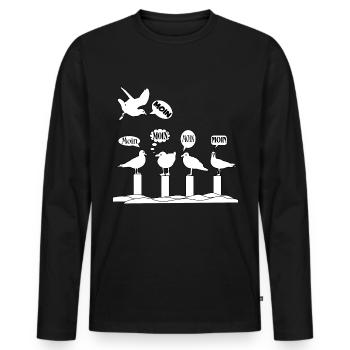 Moeven - Norddeutsch, platt, lustig, Shirt - Männer Premium Bio Langarmshirt - Schwarz - Vorne - Nico (187cm)