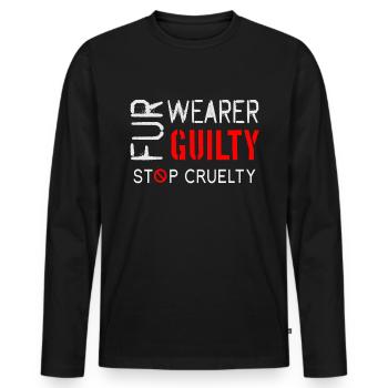 Porteurs de fourrure coupables de cruauté envers les animaux - T-shirt manches longues Premium bio Homme - noir - Devant - Nico (187cm)