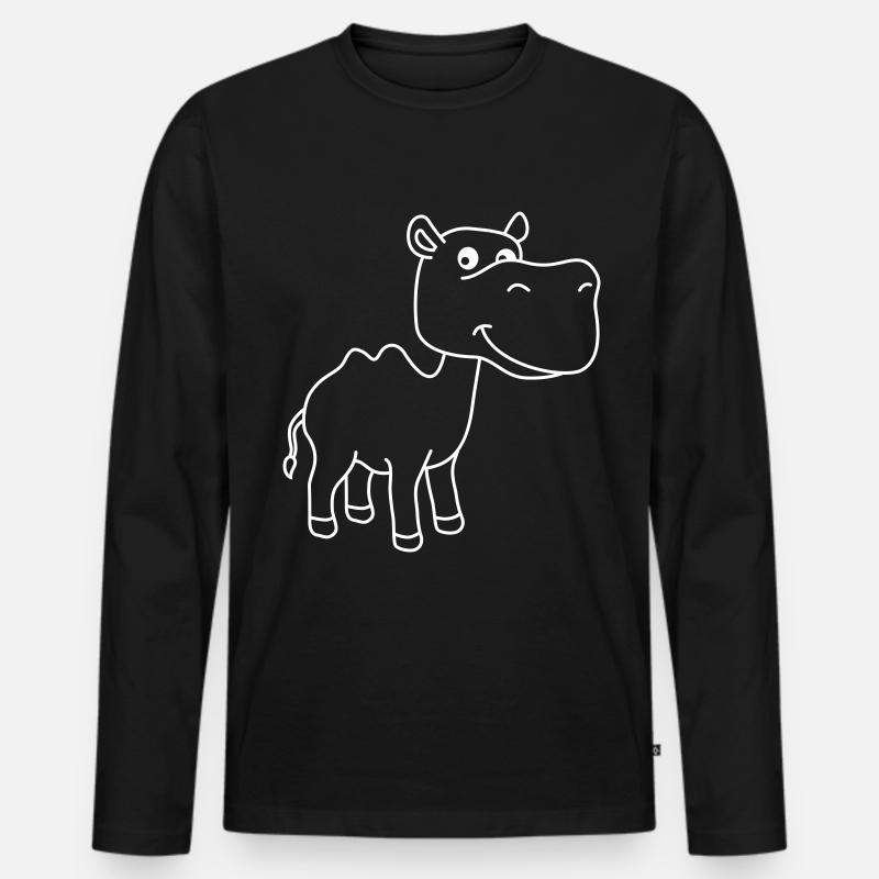 Kamel Comic - Männer Premium Bio Langarmshirt - Schwarz