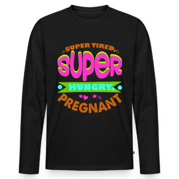 Mère Enceinte Bébé Nourrisson T-shirt Maman - T-shirt manches longues Premium bio Homme - noir - Devant - Nico (187cm)