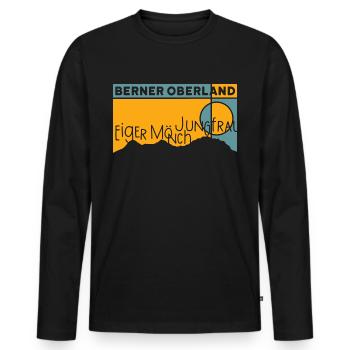 Eiger Mönch Jungfrau Jungfraujoch Berner Oberland - Männer Premium Bio Langarmshirt - Schwarz - Vorne - Nico (187cm)