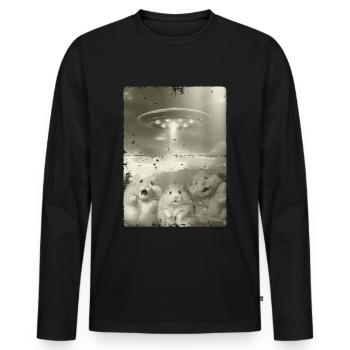 Alien Ufo Invasion Hamster - Männer Premium Bio Langarmshirt - Schwarz - Vorne - Nico (187cm)