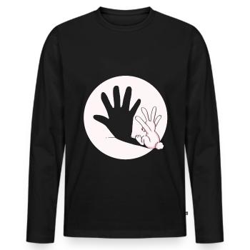 Hase Kaninchen Schatten Hand Ostern Geschenkidee - Männer Premium Bio Langarmshirt - Schwarz - Vorne - Nico (187cm)