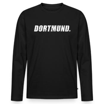 Dortmund - Men's Premium Organic Long Sleeve Shirt - black - Front - Nico (187cm)