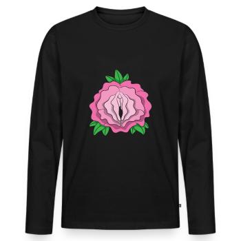 Rose pussy shirt vagina flower vagina plant - Men's Premium Organic Long Sleeve Shirt - black - Front - Nico (187cm)