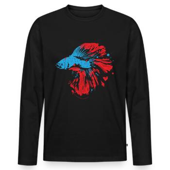 Betta Splendens Graffiti Siamesischer Kampffisch - Männer Premium Bio Langarmshirt - Schwarz - Vorne - Nico (187cm)