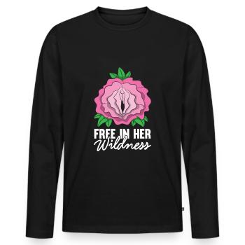 Free In Her Wildness Shirt Flower Vagina Rose - Men's Premium Organic Long Sleeve Shirt - black - Front - Nico (187cm)