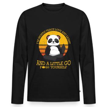 Mostly Peace And Love And A Little Go F Yourself - Männer Premium Bio Langarmshirt - Schwarz - Vorne - Nico (187cm)