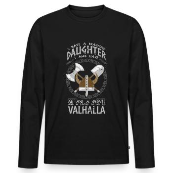 Cadeau de Walhalla de papa de papa de Viking - T-shirt manches longues Premium bio Homme - noir - Devant - Nico (187cm)