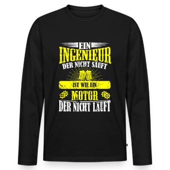 Ingenieur Spruch Bier saufen Party Büro Geschenk - Männer Premium Bio Langarmshirt - Schwarz - Vorne - Nico (187cm)