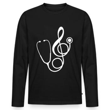 Doctor Carer Music Stethoscope Clef Idea - Men's Premium Organic Long Sleeve Shirt - black - Front - Nico (187cm)