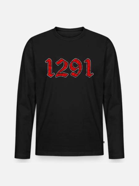 1291 Switzerland Swiss Flag Helvetia Gift - Men's Premium Organic Long Sleeve Shirt - black