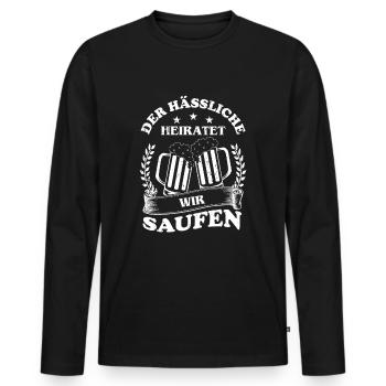 Hochzeit Heirat Saufen Bier Junggesellen Geschenk - Männer Premium Bio Langarmshirt - Schwarz - Vorne - Nico (187cm)