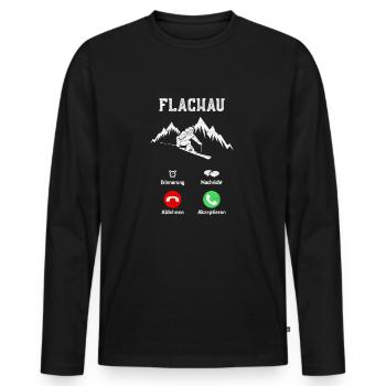 Flachau Skifahrer Après Ski Geschenk T-Shirt - Männer Premium Bio Langarmshirt - Schwarz - Vorne - Nico (187cm)