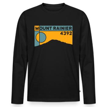 Mount Rainier Hiking Climb Keepsake Gift - Men's Premium Organic Long Sleeve Shirt - black - Front - Nico (187cm)