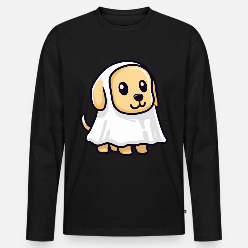 Golden Retriever Hund HalloweenGeist - Männer Premium Bio Langarmshirt - Schwarz