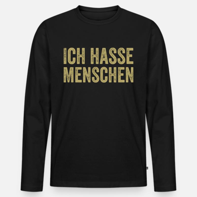 Ich hasse Menschen - Männer Premium Bio Langarmshirt - Schwarz