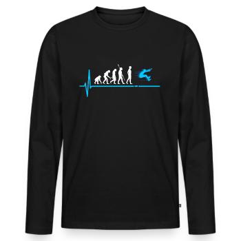 Weitsprung Evolution Leichtathletik - Männer Premium Bio Langarmshirt - Schwarz - Vorne - Nico (187cm)