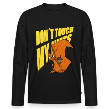 lustiges Eichhörnchen Shirt Sticker Männer Sprüche - Männer Premium Bio Langarmshirt - Schwarz - Vorne - Nico (187cm)